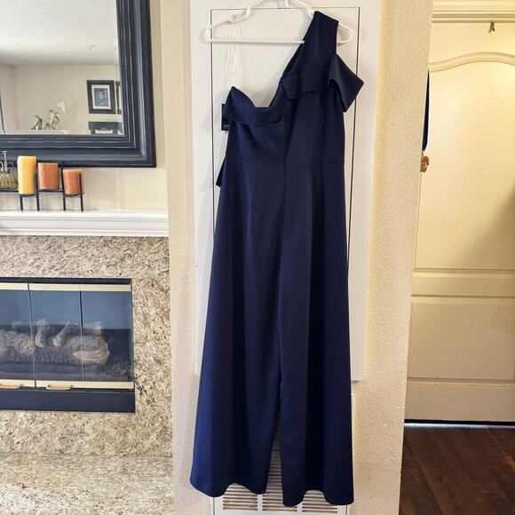 NWT Marina One Navy Blue Shoulder Jumpsuit Size 12 Made in USA - Picture 9 of 11